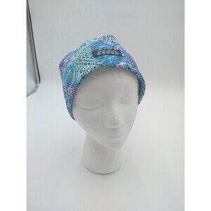 Skida Blue Beanie Hat Fleece-lined Light Blue Print Lightweight Made In US